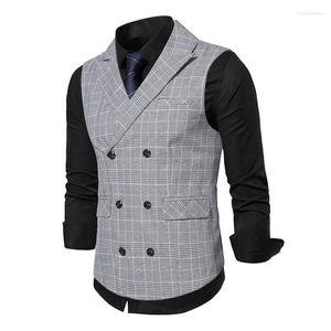 Hommes Gilets Gilet Quotidien Pour Hommes Slim Fit Loisirs Rouge À Carreaux Messieurs Formelle Sans Manches Costume Veste Hommes Robe De Soirée De Mariage Accessoires