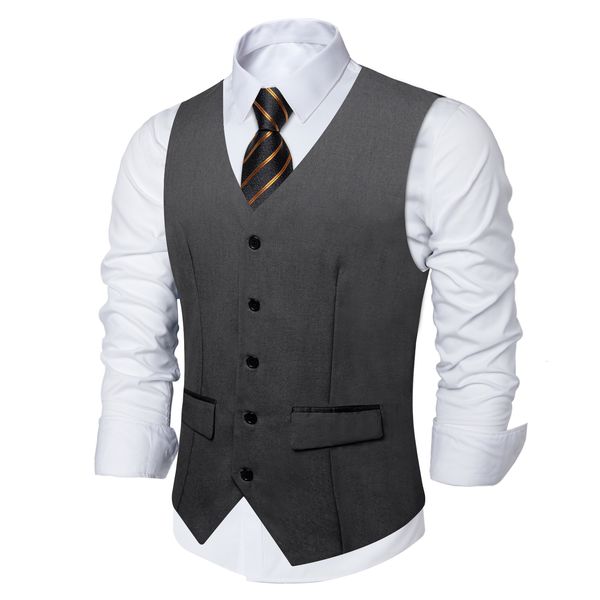 Chalecos de hombre Chaleco formal gris oscuro para hombre Camisa Accesorio Corbatas de rayas de moda Conjunto Chaleco de hombre clásico Fiesta de negocios de boda Envío gratis 230808