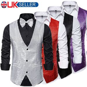 Heren Vesten Ontwerp Mannen Pailletten Patroon Glitter Verfraaid V-hals Blazer Vest Mannelijke Avond Party Suits Plus Size 230202