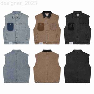 Chalecos para hombres Diseñador 23SS Chaleco de mezclilla para hombre Chaquetas sin mangas Moda Pesado Jean Gilet Casual Jeans sueltos Chaleco Vaquero Hip Hop Streetwear Ropa BO8B