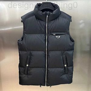 Herenvesten designer luxe hoge versie 2023 winter nieuwe P unisex wit ganzendons leren vest met warme opstaande kraag SC47