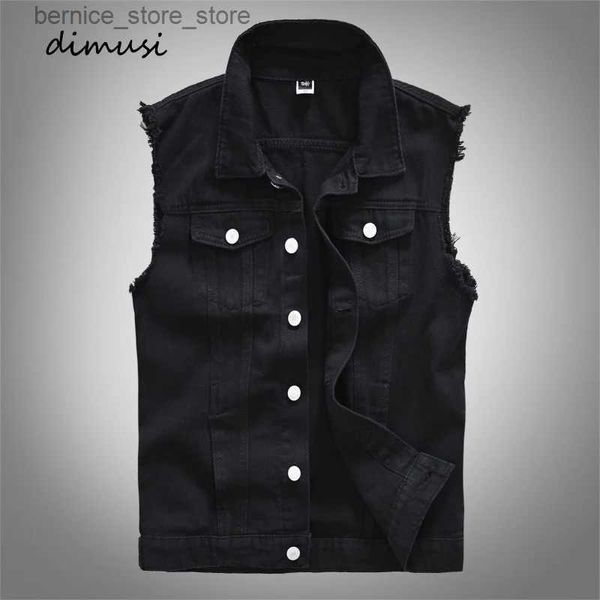 Gilets pour hommes DIMUSI nouveau Design Vintage hommes Denim gilets Retor vestes sans manches hommes déchiré trou Jean gilets vêtements jaqueta masculina Q231208