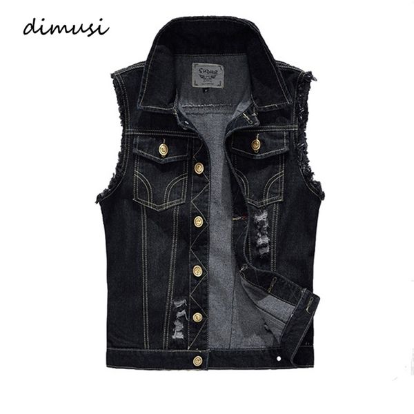 Gilet masculin DiMusi printemps automne vintage Design denim Vestes mâles noires vestes sans manches