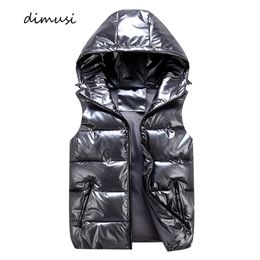 Gilets pour hommes DIMUSI Gilet Hiver Mode Argent Mâle Coton Rembourré Manteaux À Capuche Vestes Sans Manches Casual Épais Gilets Hommes Vêtements 230727