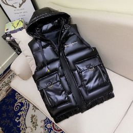 Vesten voor heren Donsjack van katoen met capuchon Herenmode Zwarte winterjas Warm casual Dikker gilets Herenjas Grijs Mouwloos vest 231012