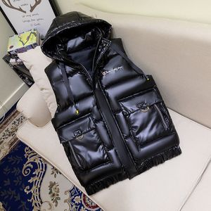 Gilets pour hommes vers le bas coton gilet à capuche hommes mode noir manteau d'hiver chaud décontracté épaissir gilets mâle veste gris gilet sans manches 230908