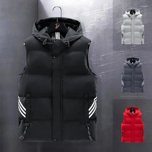 Gilets en duvet de coton pour hommes, gilet chaud de loisirs Simple coupe-vent à capuche, Style coréen, gilet de sport assorti avec tout