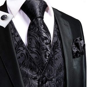 Gilets pour hommes Drop Jacquard Silk Mens Vest Hanky Bouton de manchette Set Gilet Veste Cravate réglable en gros pour les affaires de mariage masculin