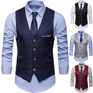 Herenvesten vallen plus size formele mannen massief kleuren pak vest met enkele borsten zakelijke vest 230412