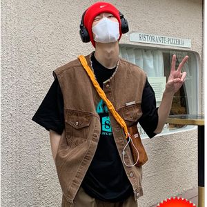 Gilets pour hommes Eaho gilet de cow-boy japonais et coréen mode br Retro High Street lâche décontracté polyvalent hsome hommes femmes 230217