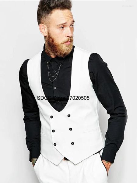 Chalecos para hombre, vestido elegante para hombre para fiesta de boda, chaqueta sin mangas ajustada con doble botonadura, chaleco informal para hombre Phin22