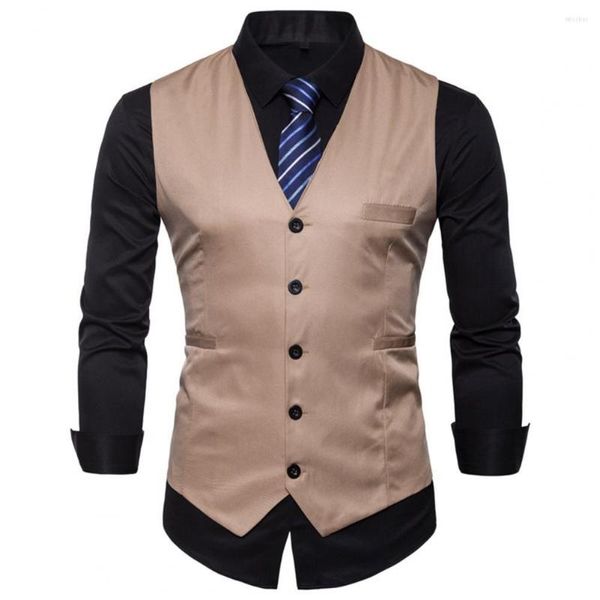 Gilets pour hommes élégant gilet formel gilet élégant à col en V avec poches à boutonnage simple coupe ajustée pour les affaires ou les occasions spéciales