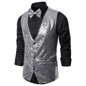 Vêtes pour hommes Elegant Color Couleur des hommes à paillettes Slin Slim Fit Bow Slim Fit Performance de maître de cérémonie