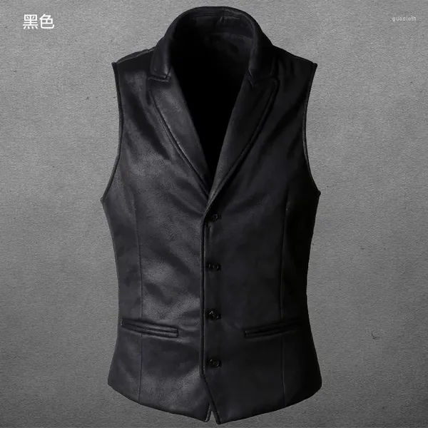 Gilets pour hommes explosif automne et hiver commerce extérieur en daim mode revers simple boutonnage gilet mince