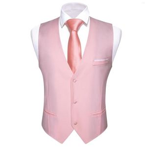 Gilets pour hommes exquis rose hommes sans manches Slim Fit gilet mode col en v gilet cravate ensemble loisirs marié fête mariage Designer Barry.Wang