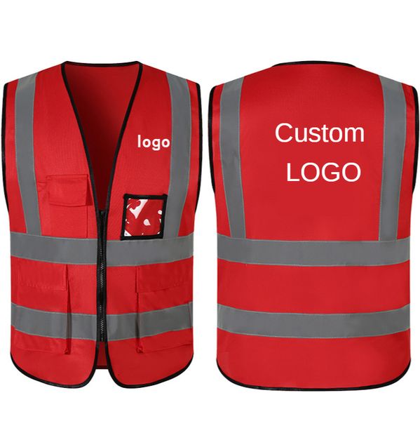 Gilets pour hommes prix usine 1 PCS gratuit gilet de sécurité réfléchissant personnalisé haute visibilité uniformes de travail de Construction impression 221122