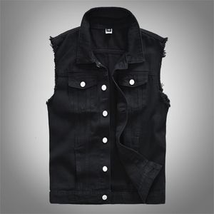 Hommes gilets mode décontracté noir à capuche sans manches Denim veste rue Punk Style plusieurs tailles Options M6XL 230320