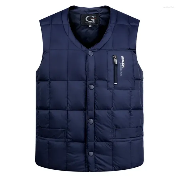 Gilets pour hommes Mode Casual Bouton Gilet Blanc Canard Down Gilet Hommes Léger Automne Hiver Chaud Rembourré Veste Sans Manches Techwear Manteau