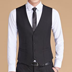 Herenvesten mode casual hoogwaardige vaste kleur met één borsten slank groot groot bedrijf zakelijk vest 230217
