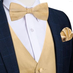 Herenvesten mode champagne satijnvest voor mannen vlinderdas pocket set set zakelijke jurk waistcoat heren pak smoking tuxedo bruiloft cadeau