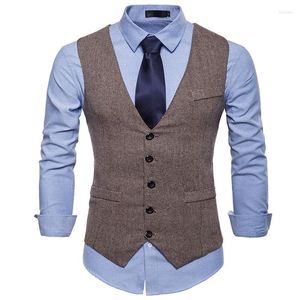 Gilets pour hommes Mode Personnaliser Costume Gilet Hommes Robe Formelle Colete Masculino Gilet À Chevrons Fitness Veste Sans Manches Gilet De Mariage