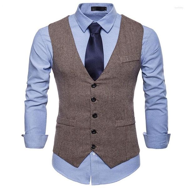 Chalecos para hombres Moda Personalizar Traje Chaleco Hombres Vestido formal Colete Masculino Herringbone Gilet Fitness Chaqueta sin mangas Chaleco de boda