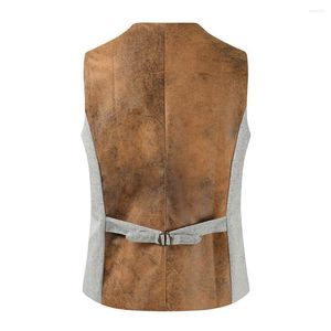 Heren Vesten Mode Man Formeel Pak Vest Single Breasted 4 Knoppen V-hals Rug Patchwork Zacht Kostuum Vest voor Mannen