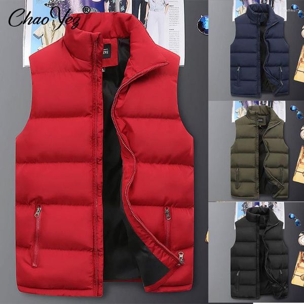 Chalecos para hombre, chaqueta informal a la moda para hombre, chaleco cálido a la moda, ajustado, sin mangas, grueso, con cuello levantado, Otoño Invierno para mujer