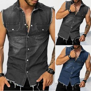 Gilets pour hommes Mode Hommes Denim Gilet Débardeur Jeans Lavés Gilet Homme Cowboy Hip Hop Sans Manches Streetwear Veste Solide Couleur Chemises 230908