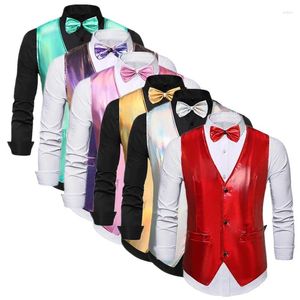 Herenvesten Fashion Men Pure Color Suit Vest Rood / Gold Silver Prom Party Bar KTV Stage Casual Dress Waistcoat