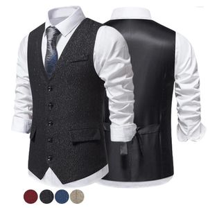 Gilets pour hommes Mode Hommes Col V Simple Boutonnage Costume Gilet Casual Mariage Groomman Robe Gilet Homme Slim Fit Formel Business