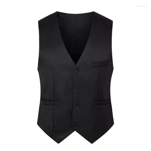 Herenvesten mode mannen vest vaste kleur v nek mouwloze knoppen blazer plus size formeel zakelijke jas gilet homme