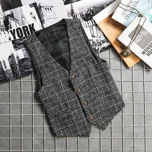 Gilets pour hommes Mode Plaid V Col Costume Gilet Hommes Plus Taille 7XL Gilet Streetwear Bureau De Mariage Portant Des Vêtements