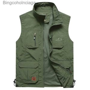 Heren Vesten FGKKS Mannen Mesh Vest lti Pocket Sneldrogend Mouwloos Jasje Reporter Los Outdoor Casual Dunne Vissersvesten VestL2310284