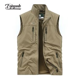 Gilets pour hommes FOJAGANTO Loisirs Gilet Solide Couleur Outillage Style Gilet Mince Pêche Randonnée MultiPocket Casual Lâche pour Hommes 230923