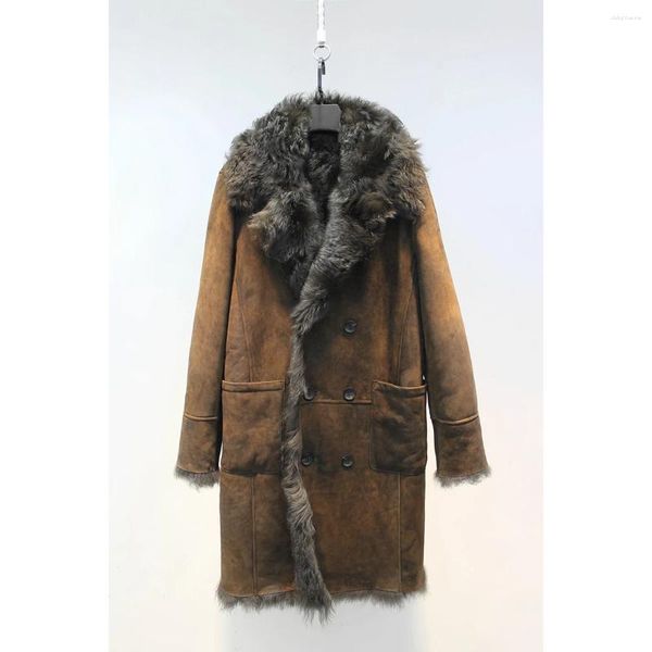 Gilets pour hommes manteau de fourrure manteau épaissi chaud hiver modèles de polissage en peau de mouton intégré simple élégant décontracté revers mi-long