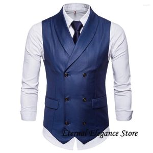 Vêtes pour hommes Gothic Homme Vest Slim Fit Double Breasted Suit Chaleco Hombre Chaîne de mode Sans manche