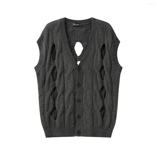 Vêtes pour hommes pulls gris creux en tricot en tricot surdimensionn