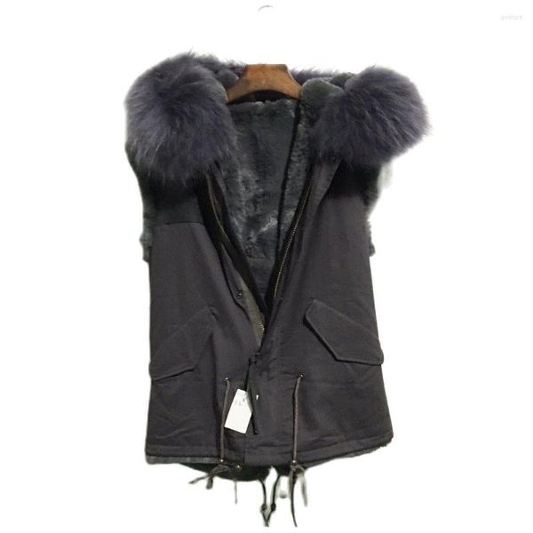 Gilets pour hommes gris coton coquille fourrure gilet dames hiver automne conception col gilet épaisseur fausse usure