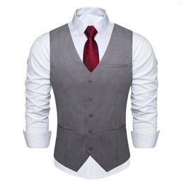 Herenvesten Grijs Effen Rayon Polyester Pakvest Voor Mannen Formele Bruiloft Zakelijke Blazer Vest Kleding Groothandel DiBanGu