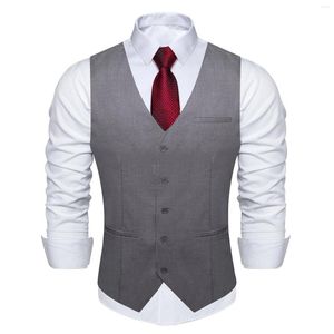 Chalecos para hombres Chaleco de traje de poliéster de rayón sólido gris para hombres Blazer de negocios de boda formal Chaleco Ropa al por mayor DiBanGu