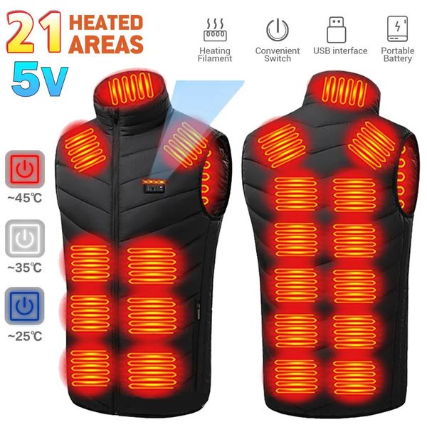 Gilets pour hommes Gilet chauffant Veste de moto Gilet chauffant d'hiver Hommes Chasse Ski Veste chauffante Anti-gel USB Alimenté Vêtements chauffants S-6XL 231116