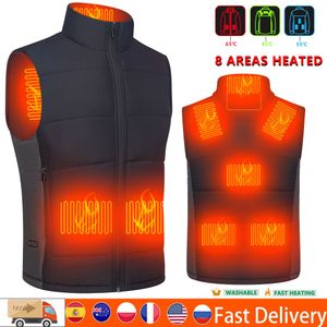 Herenvesten Verwarmingsvest heren winterjas 8 gebieden Verwarmd vest Thermisch vest Vis Wandelen Buiten kamperen Flexibel USB Verwarmd vest 230904