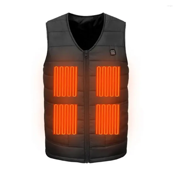 Gilets pour hommes gilet chauffant Usb avec 10/12 blocs gilet à col en V pour l'hiver manteau rembourré à économie d'énergie fermeture à glissière