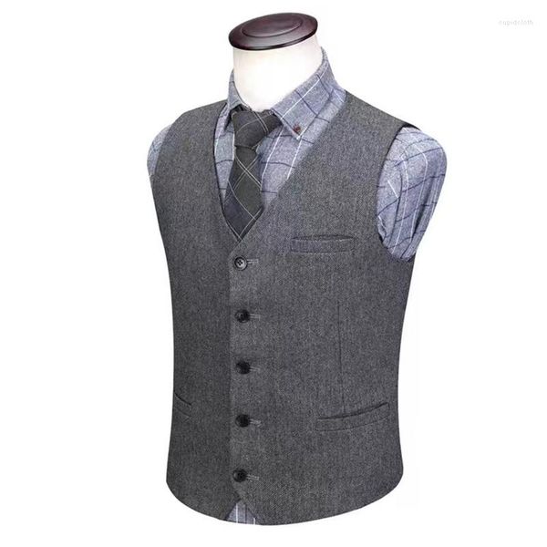 Chalecos de hombre Herringbone Temperament Slim Fit Chaleco de un solo pecho Business Casual Social Traje sin mangas Ternos Mascuino