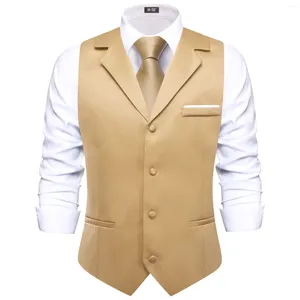 Chalecos para hombres Hi-Tie Champagne Sólido Con Cuello En V Chaleco Para Hombre Con Corbata Jacquard Vestido De Esmoquin Chaleco Chaqueta Ajustable Casual Negocios Fiesta Moda