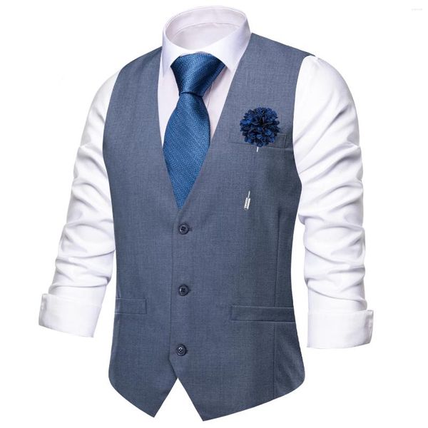 Chalecos para hombres Hi-Tie Formal Seda Clásico TR Slim Chaleco Corbata Corbata Hanky Gemelos Broche Conjunto para hombres Traje Fiesta de boda Diseñador