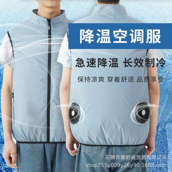 Chalecos de hombre de alta moda para hombres al aire libre elegante ventilador de computadora chaleco protector solar transpirable refrigeración aire acondicionado ropa