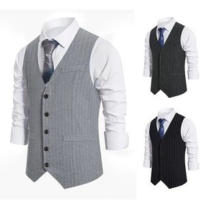 Herenvesten van hoge kwaliteit, zakelijk casual vest, dubbele rij knopen, mode, mouwloos, slim fit pak 230927