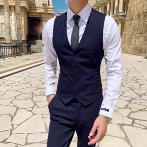 Gilets pour hommes gilet de costume d'affaires en coton de haute qualité/gilet décontracté à carreaux pour hommes/hommes Sport Europe amérique haut à col en v